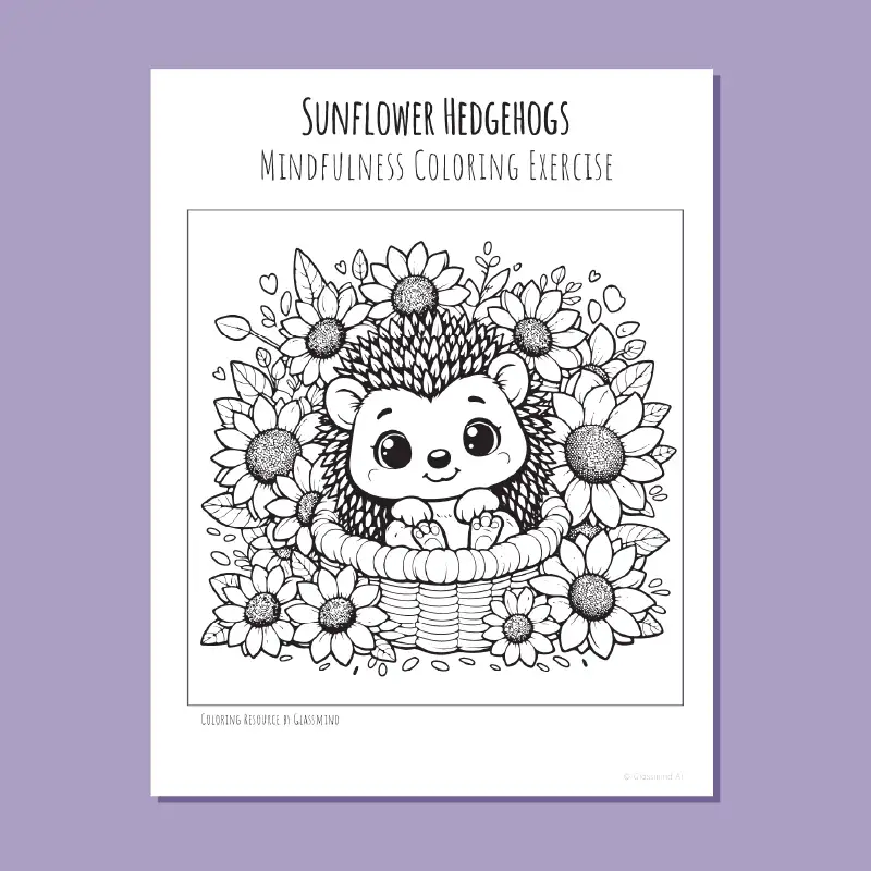 Sunflower Hedgehogs Mindfulness Coloring Book